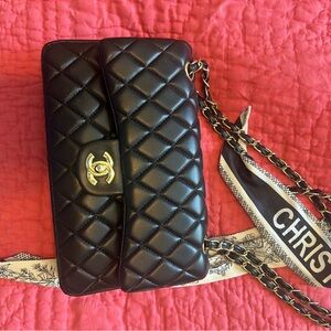 C design Black Quilted Leather Bag